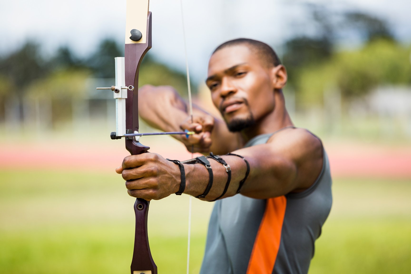 Athlete practicing archery